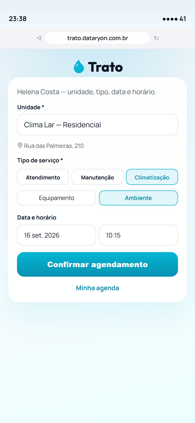 Trato — agendar climatização residencial