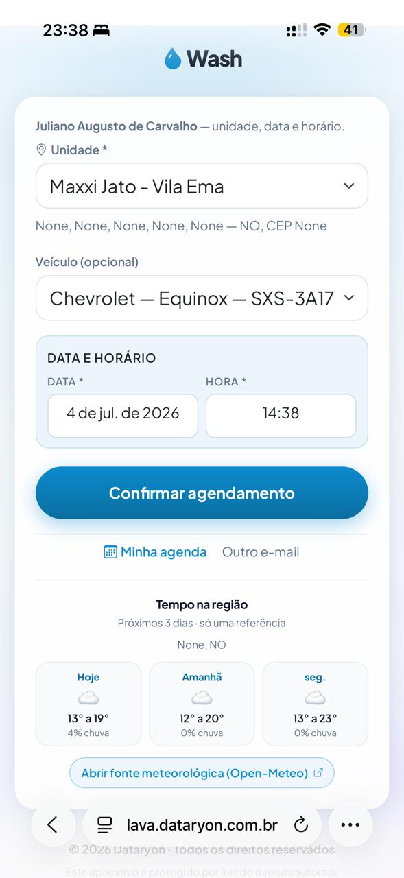 Wash — agendar lavagem